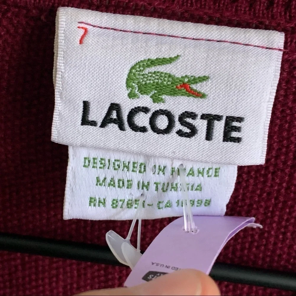 LACOSTE | GUC Maroon V-Neck Sweater Maroon Logo